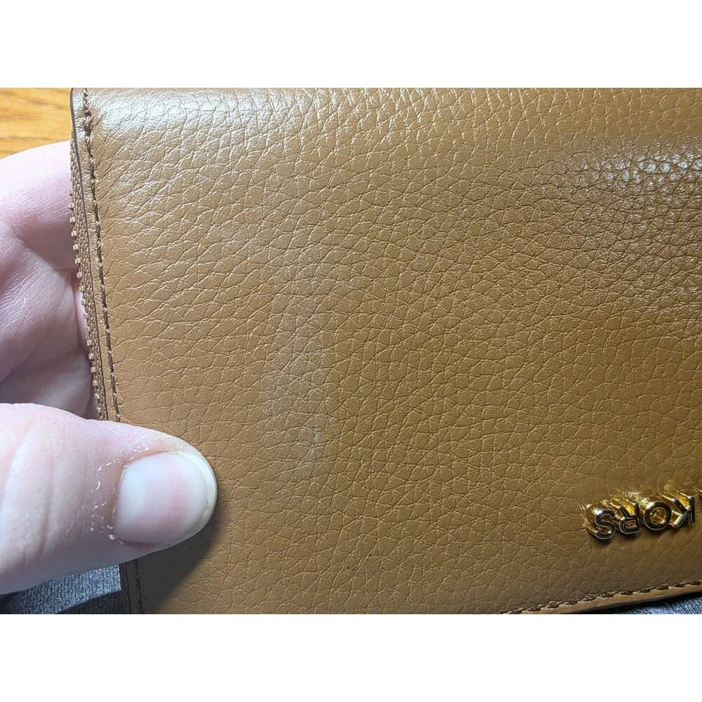 Michael Kors Brown Leather Zip Around Wallet Wristlet  Full Size